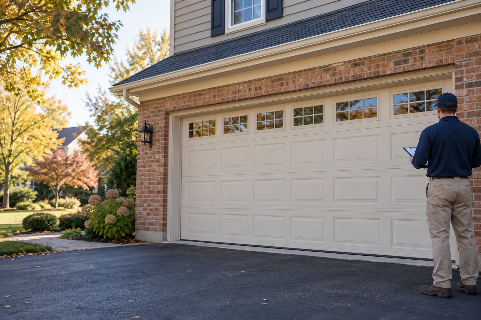 Representative garage door service at a Naperville-area home