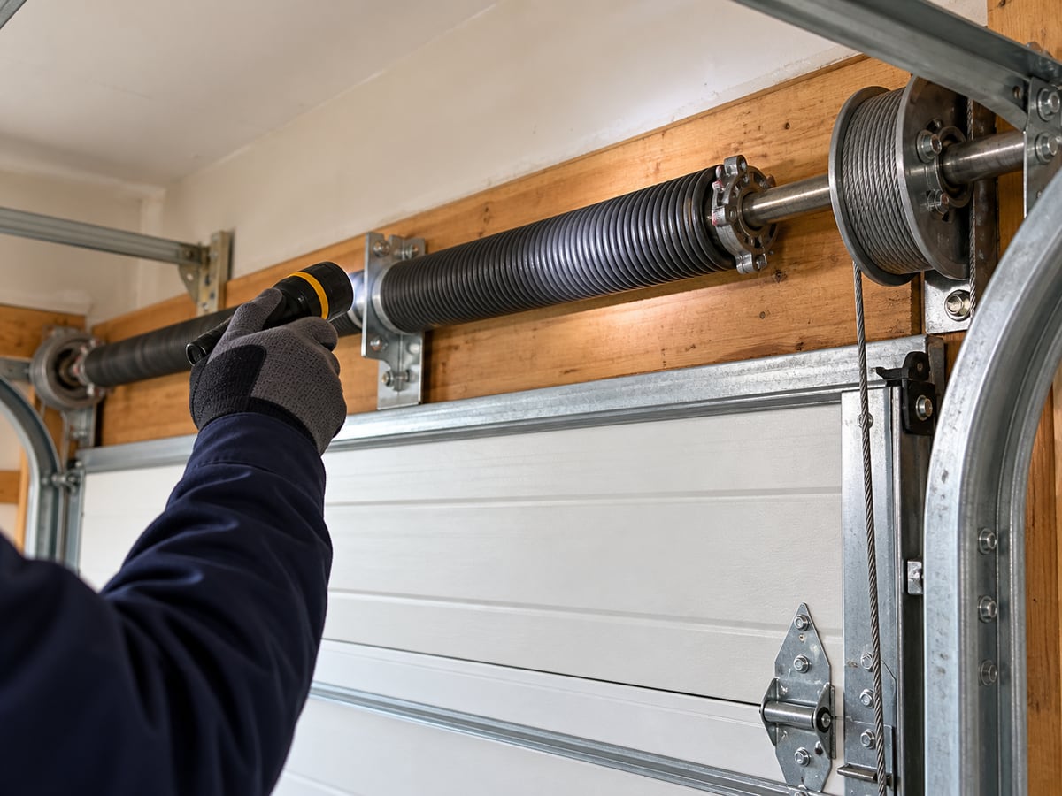 Representative inspection of garage door springs and lift cables