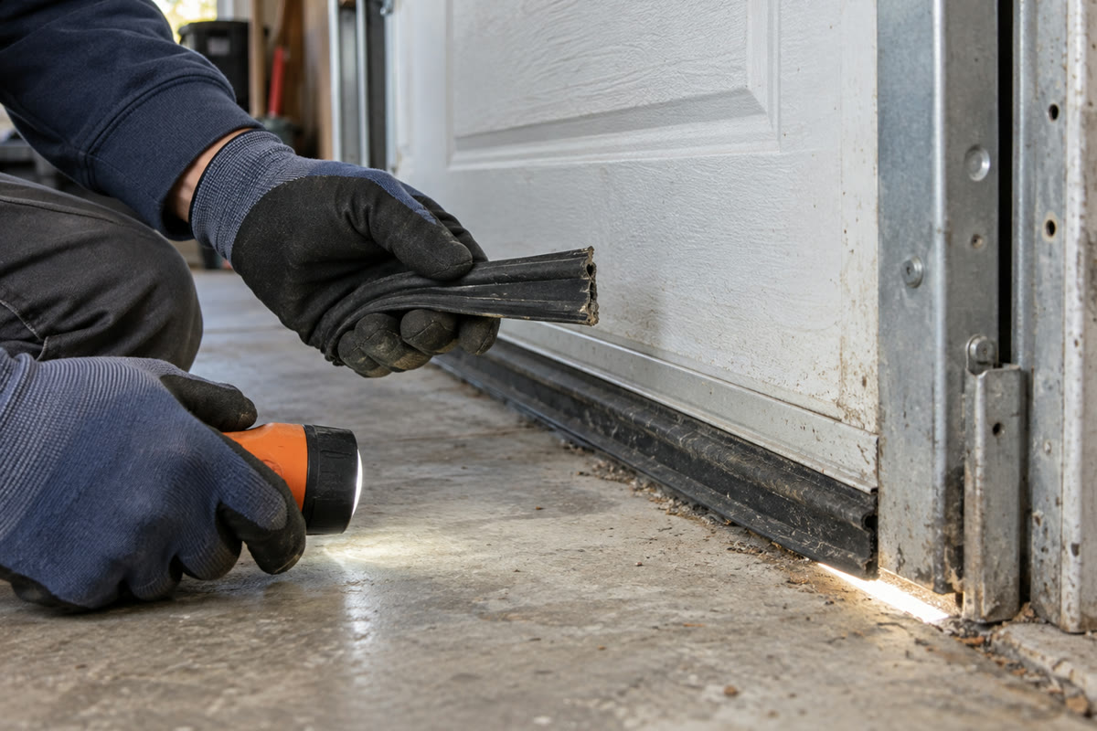 Representative inspection of a garage door bottom weather seal